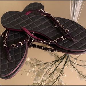 CHANEL Thongs Suede Calfskin sandals